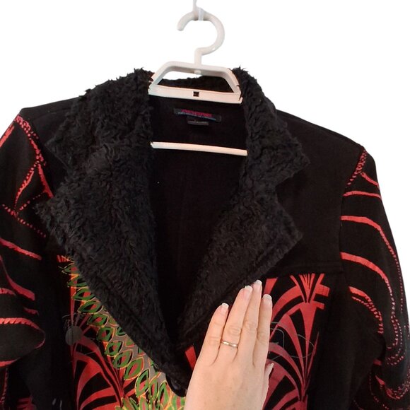 Adore coat jacket womens XL faux leather shearling black art to wear artsy - Picture 6 of 7